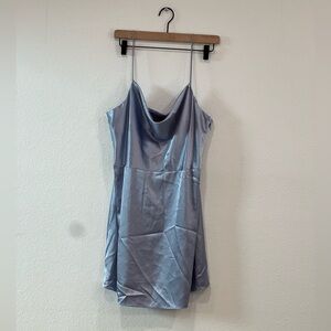 Topshop Satin Mini Dress - Silver Blue